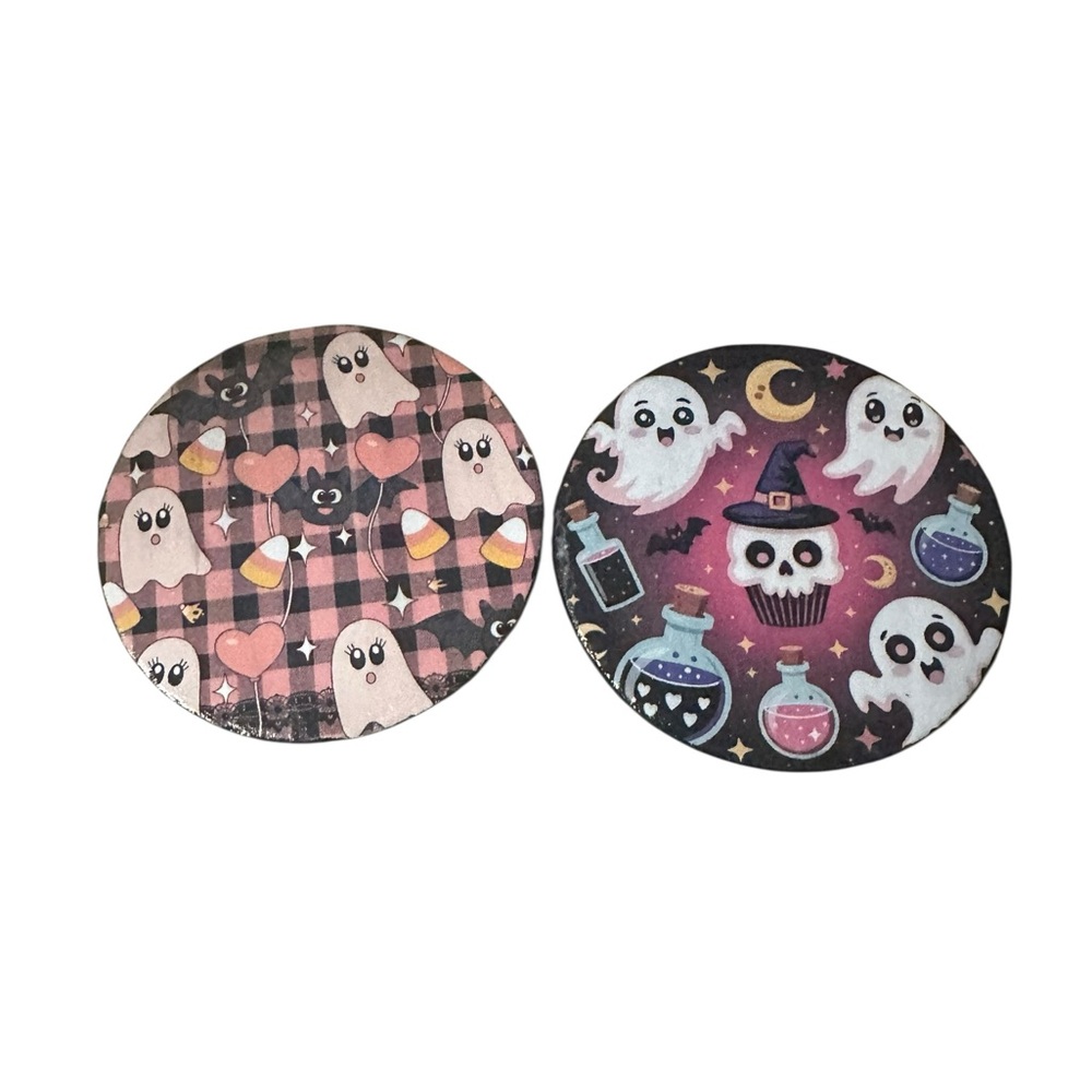 Halloween Hand Crafted Ghost Coasters Set NWT